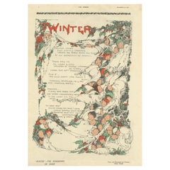 Vintage-Druck mit Versen über Winter '1924'