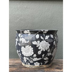 Vintage Printed Floral Ceramic Planter