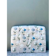 Vintage Printed Flower Upholstered Queen Headboard