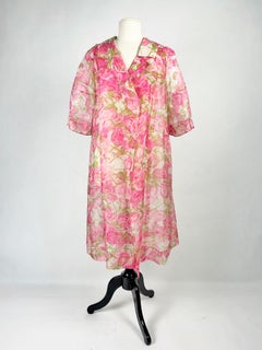 Vintage-Mantel aus bedrucktem Organza im Stil von Pierre Balmain, um 1958–1962