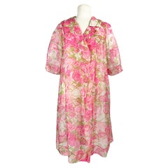 Vintage-Mantel aus bedrucktem Organza im Stil von Pierre Balmain, um 1958–1962