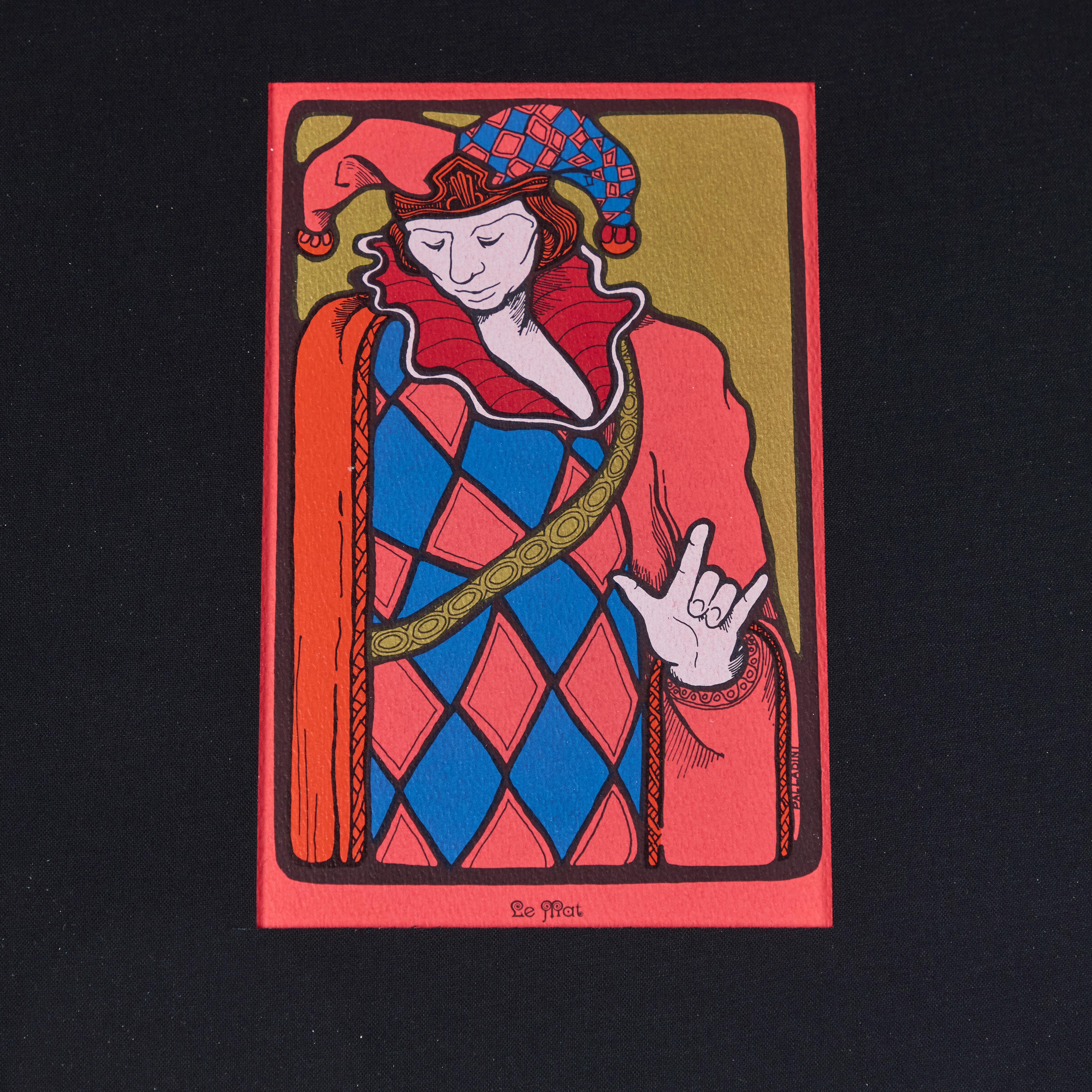 Mid-20th Century Vintage Printed Tarot Card by David Mario Palladini, c 1967  Le Mat For Sale