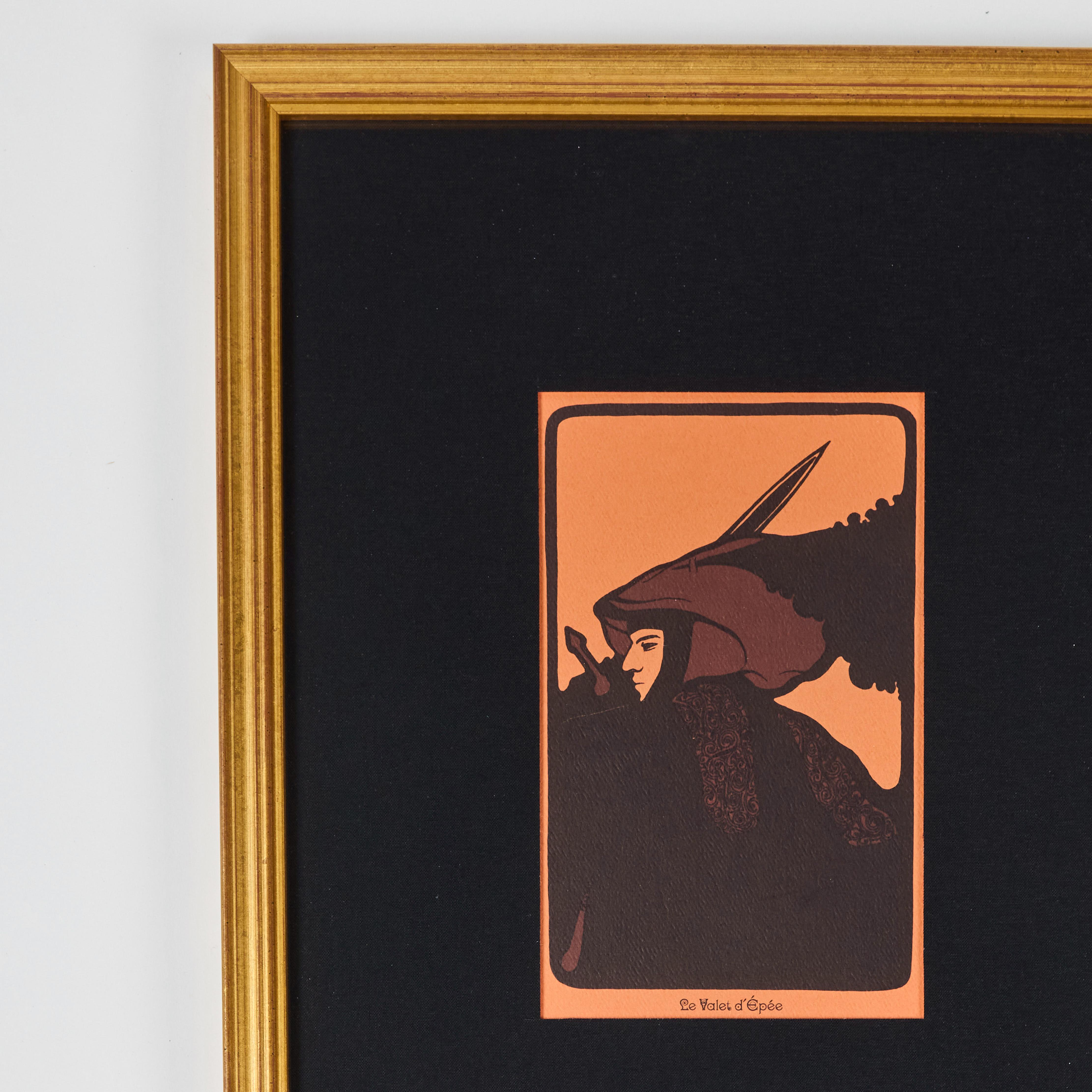 Vintage gedruckte Tarotkarte von David Mario Palladini, um 1967  Le Valet d'Épée im Zustand „Hervorragend“ im Angebot in Pasadena, CA