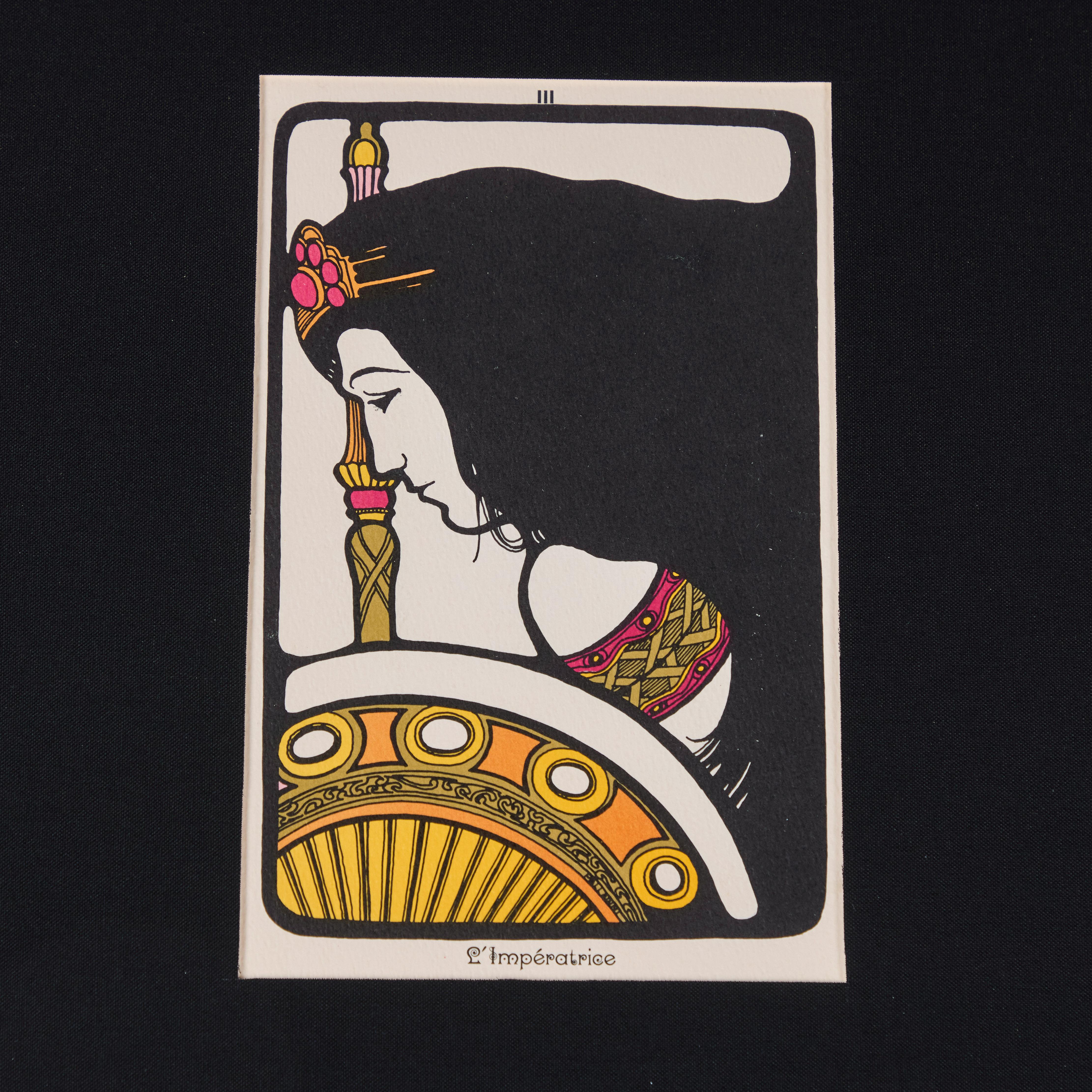 Vintage gedruckte Tarotkarte von David Mario Palladini, um 1967  Die Kaiserin (Holz) im Angebot
