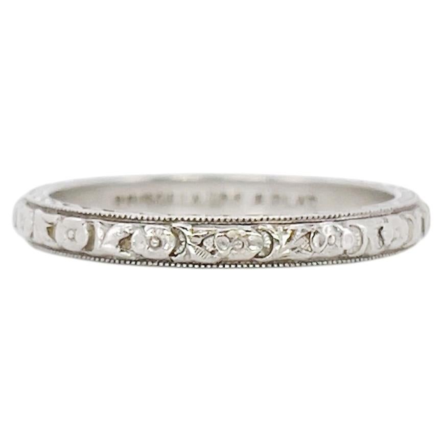 Alliance Vintage Art Deco Priscilla, 14K & Platine, Taille 6.25