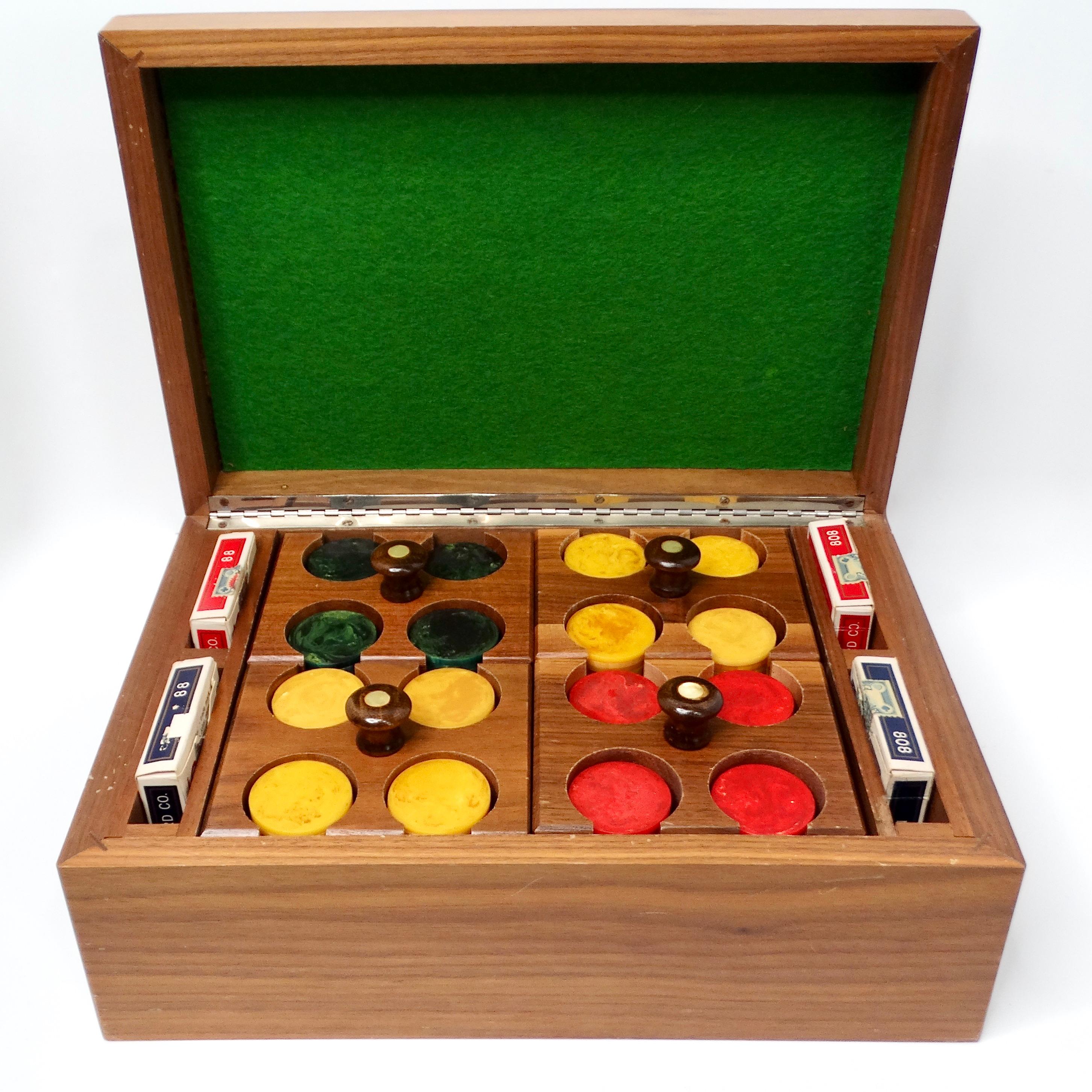 Vintage Professional Grade Wood Roulette & Poker Card Chip Tray Set For Sale 3