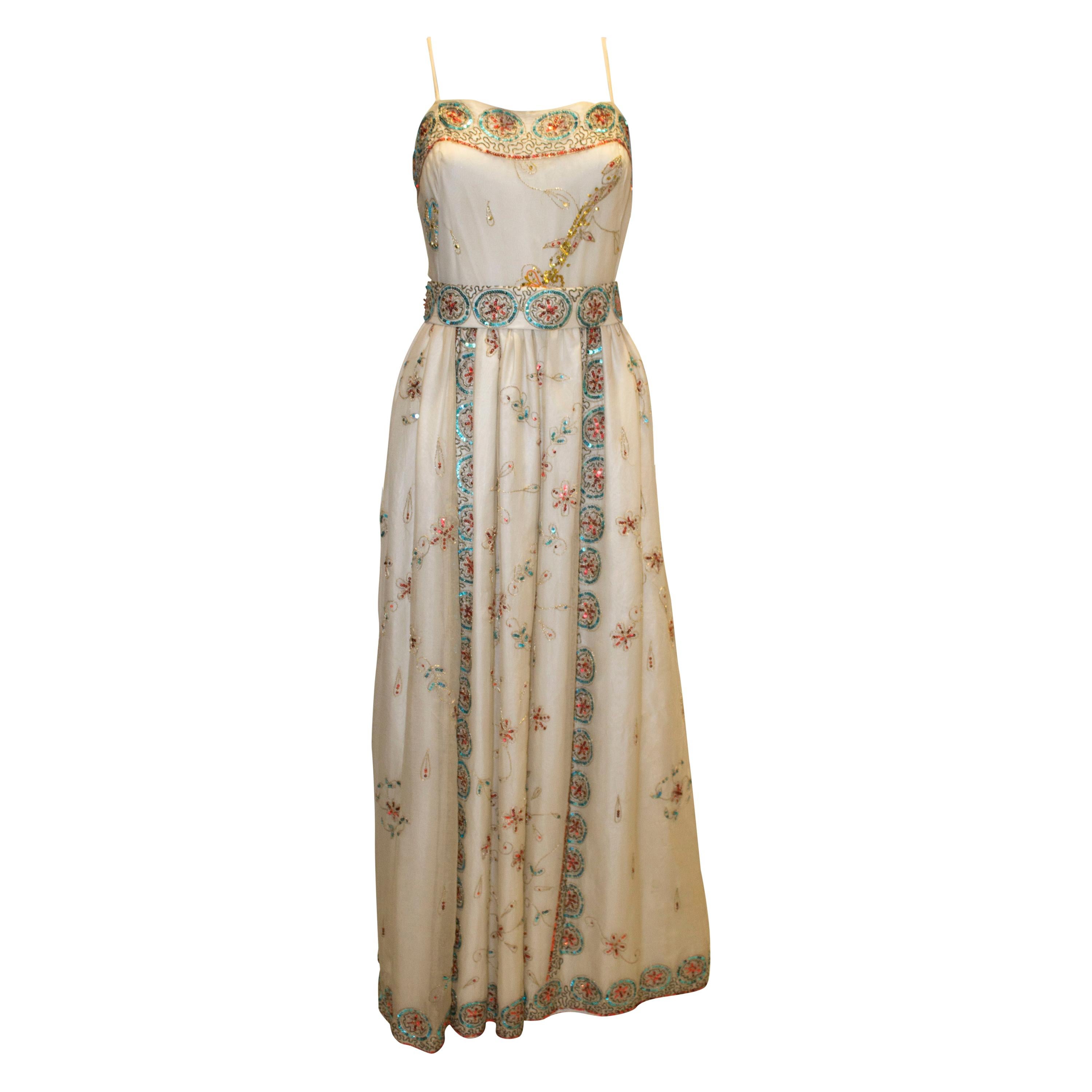 Vintage Profils du Monde of Beverley Hills Silk Evening Gown