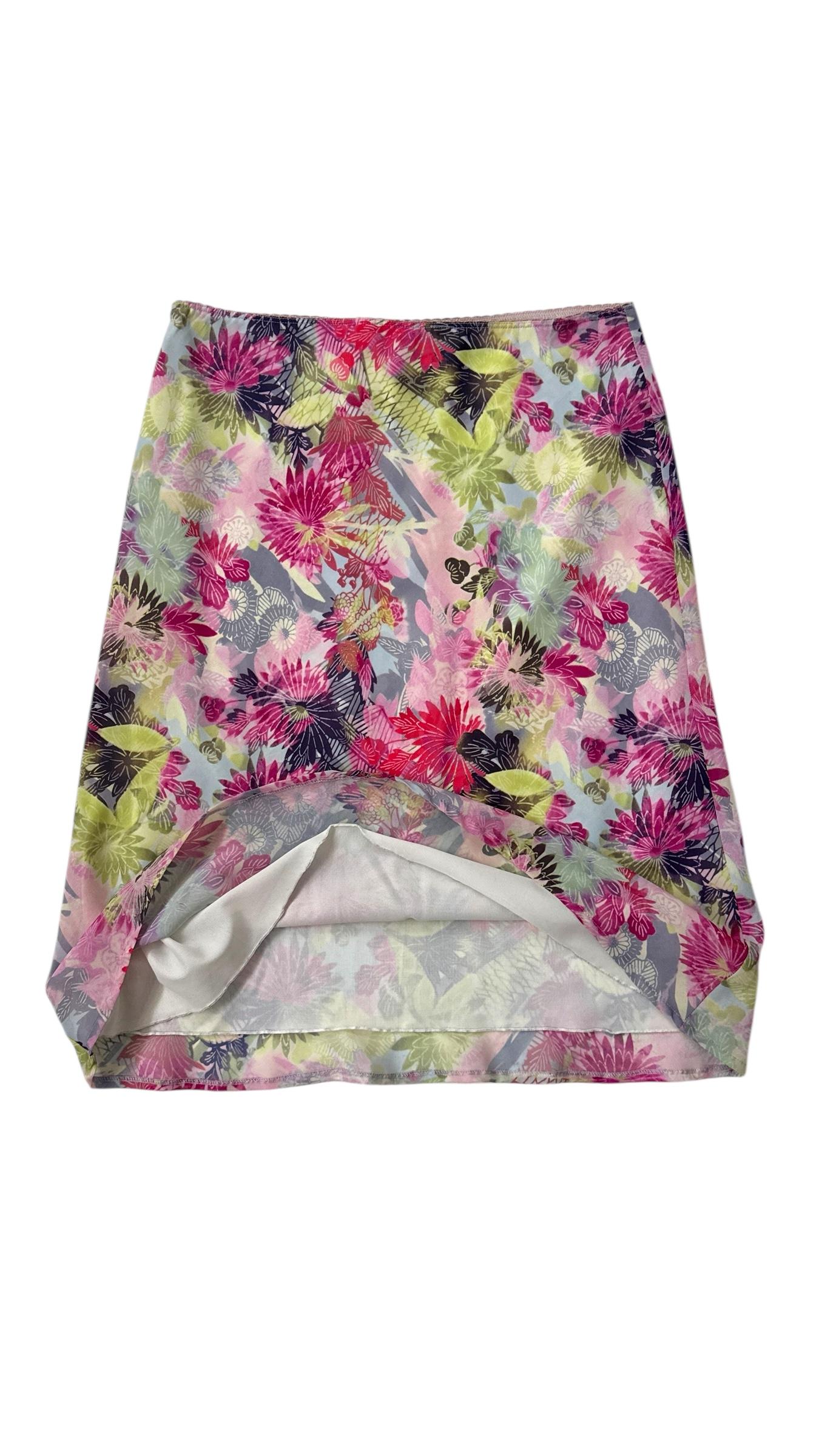 Vintage Promod Floral A-Line Skirt in Sheer Organza-Like Fabric For Sale 5