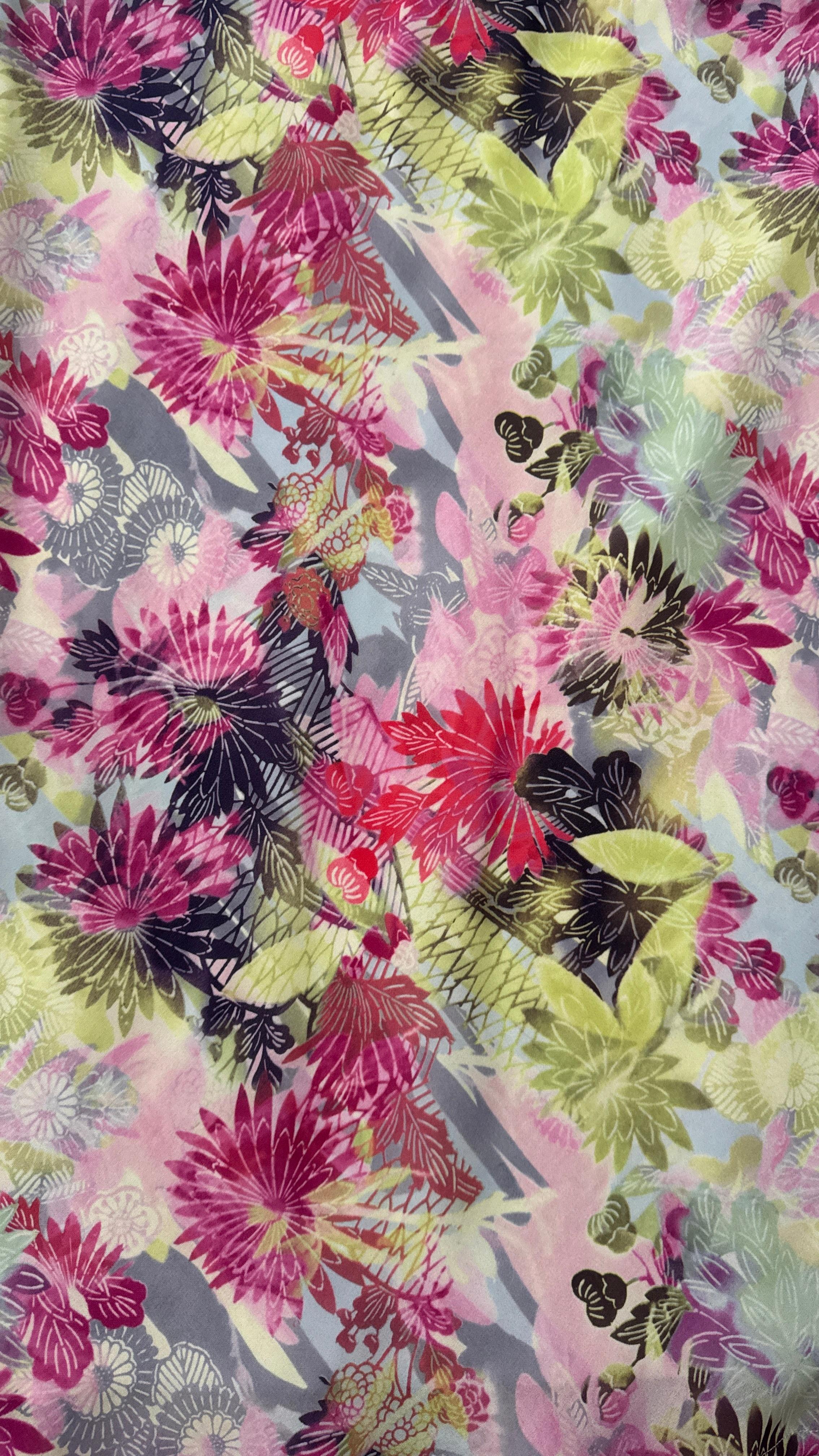 Infuse your wardrobe with a burst of color and femininity with this delightful A-line skirt by Promod. Crafted in a lightweight, sheer organza-like fabric, the skirt features a vibrant all-over floral print in rich shades of fuchsia, lime green,