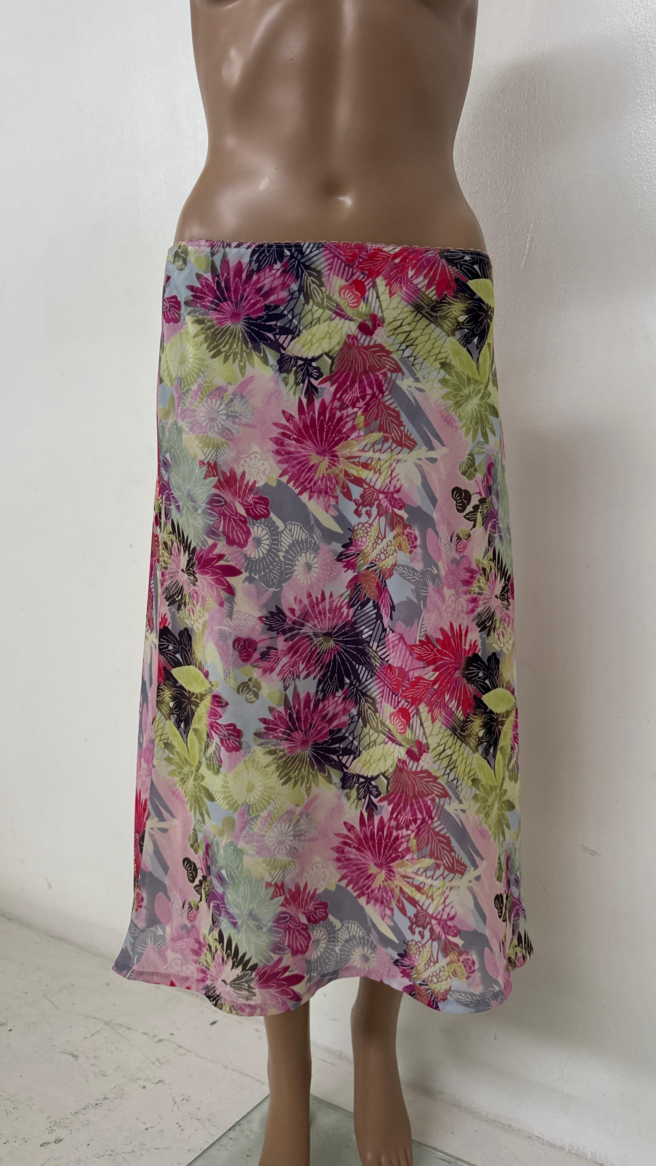 Vintage Promod Floral A-Line Skirt in Sheer Organza-Like Fabric For Sale 1