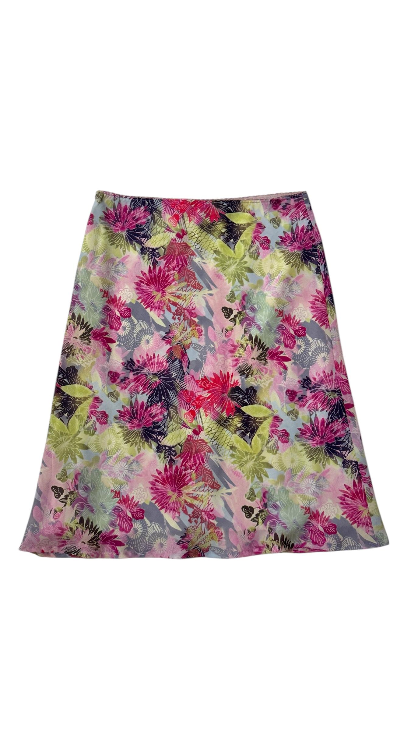 Vintage Promod Floral A-Line Skirt in Sheer Organza-Like Fabric For Sale 2