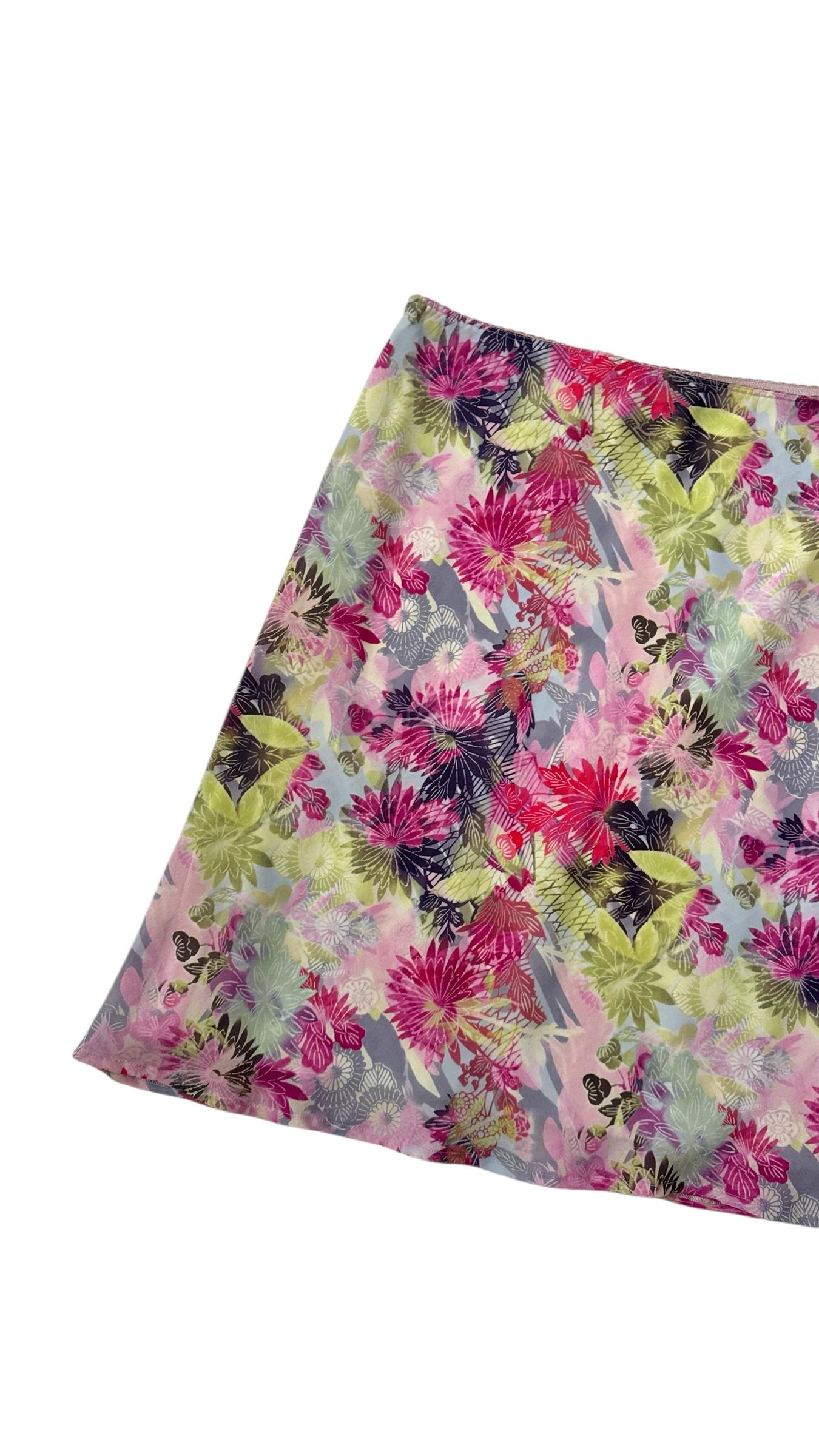 Vintage Promod Floral A-Line Skirt in Sheer Organza-Like Fabric For Sale 3