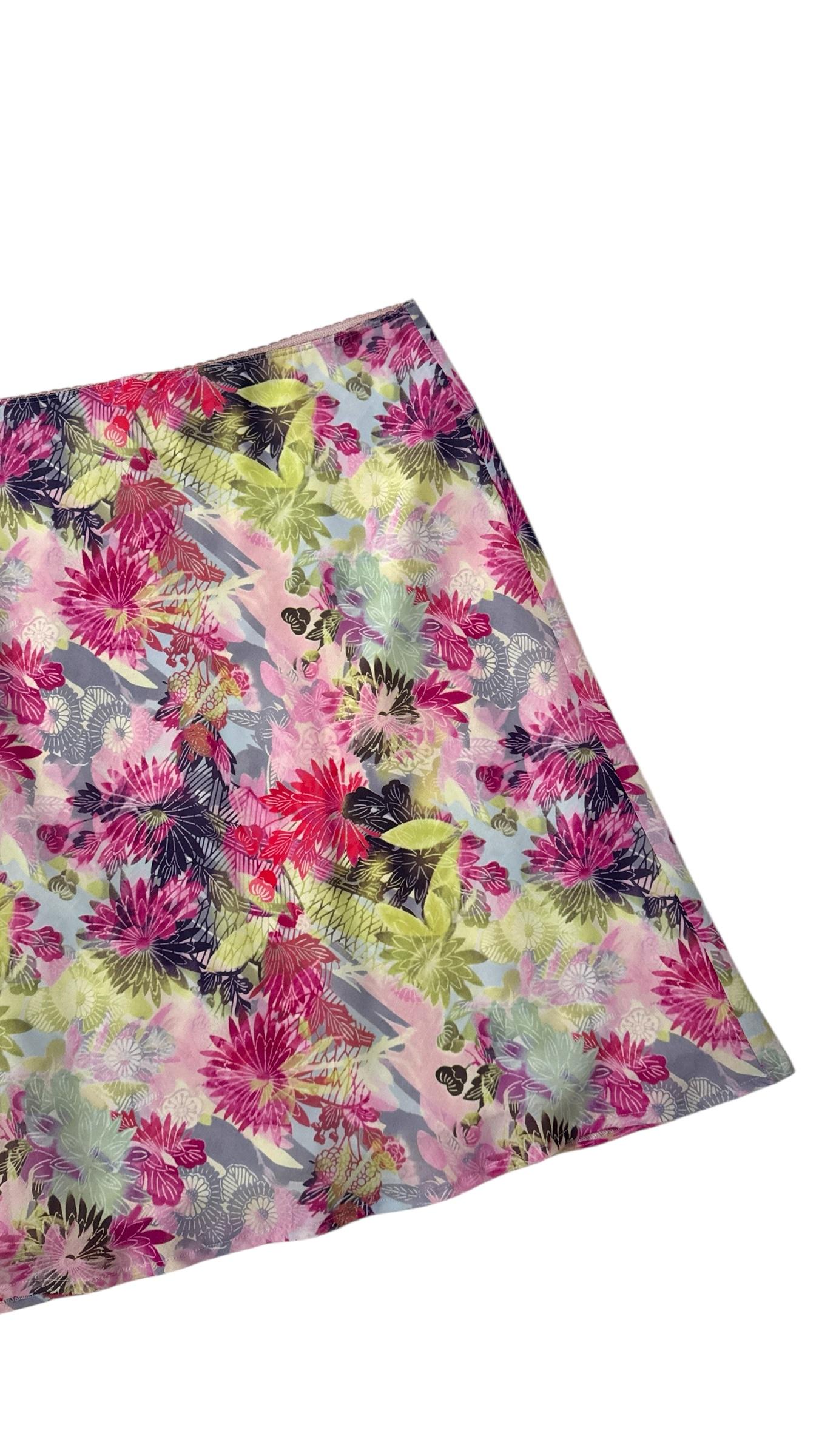Vintage Promod Floral A-Line Skirt in Sheer Organza-Like Fabric For Sale 4