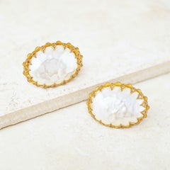 Vintage Prong Set Baroque Mabe Pearl Earrings by Miriam Haskell, 1950s