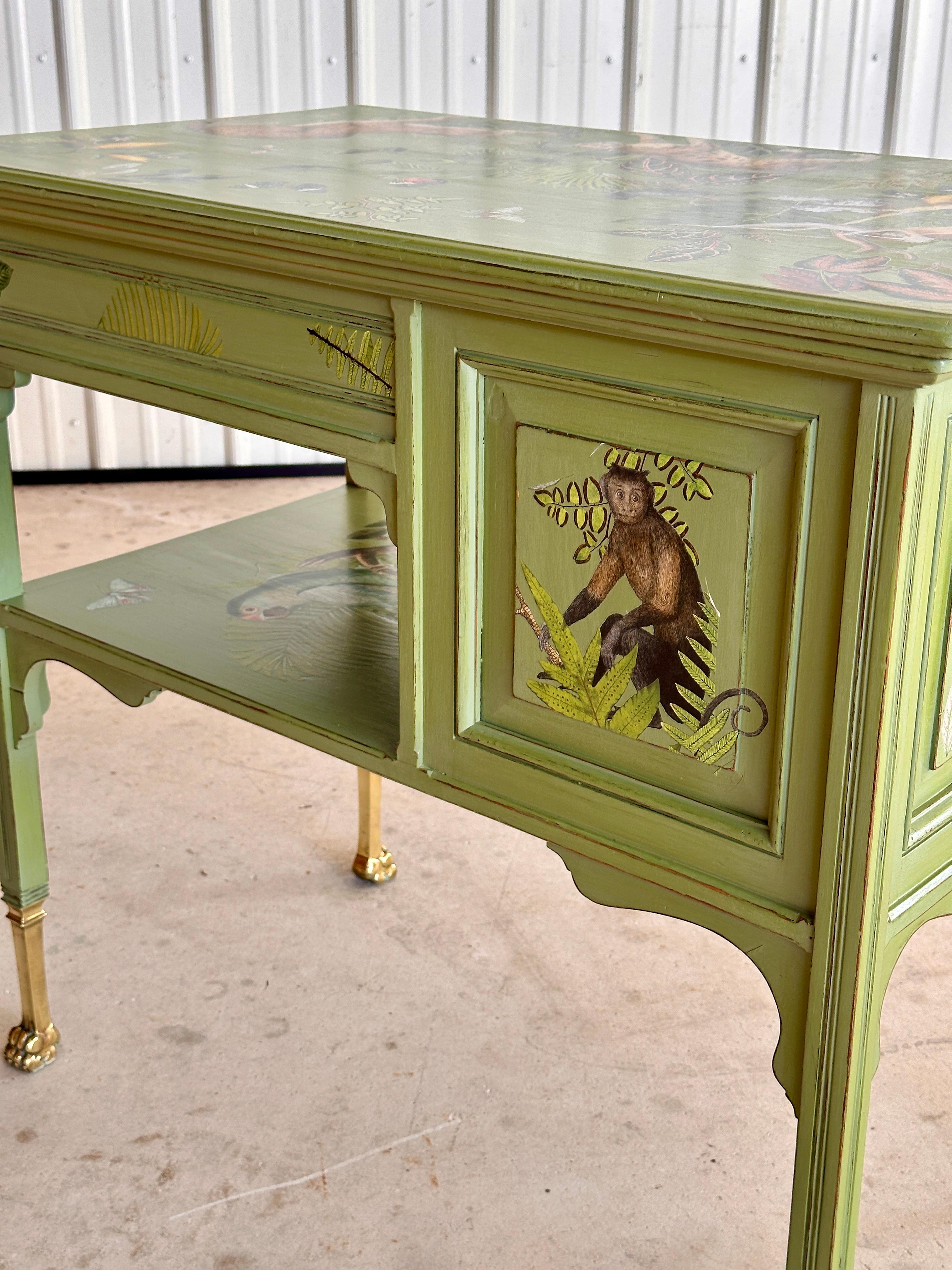 Vintage Provincial Coastal Tropical Hand Painted Decoupage Sideboard 2