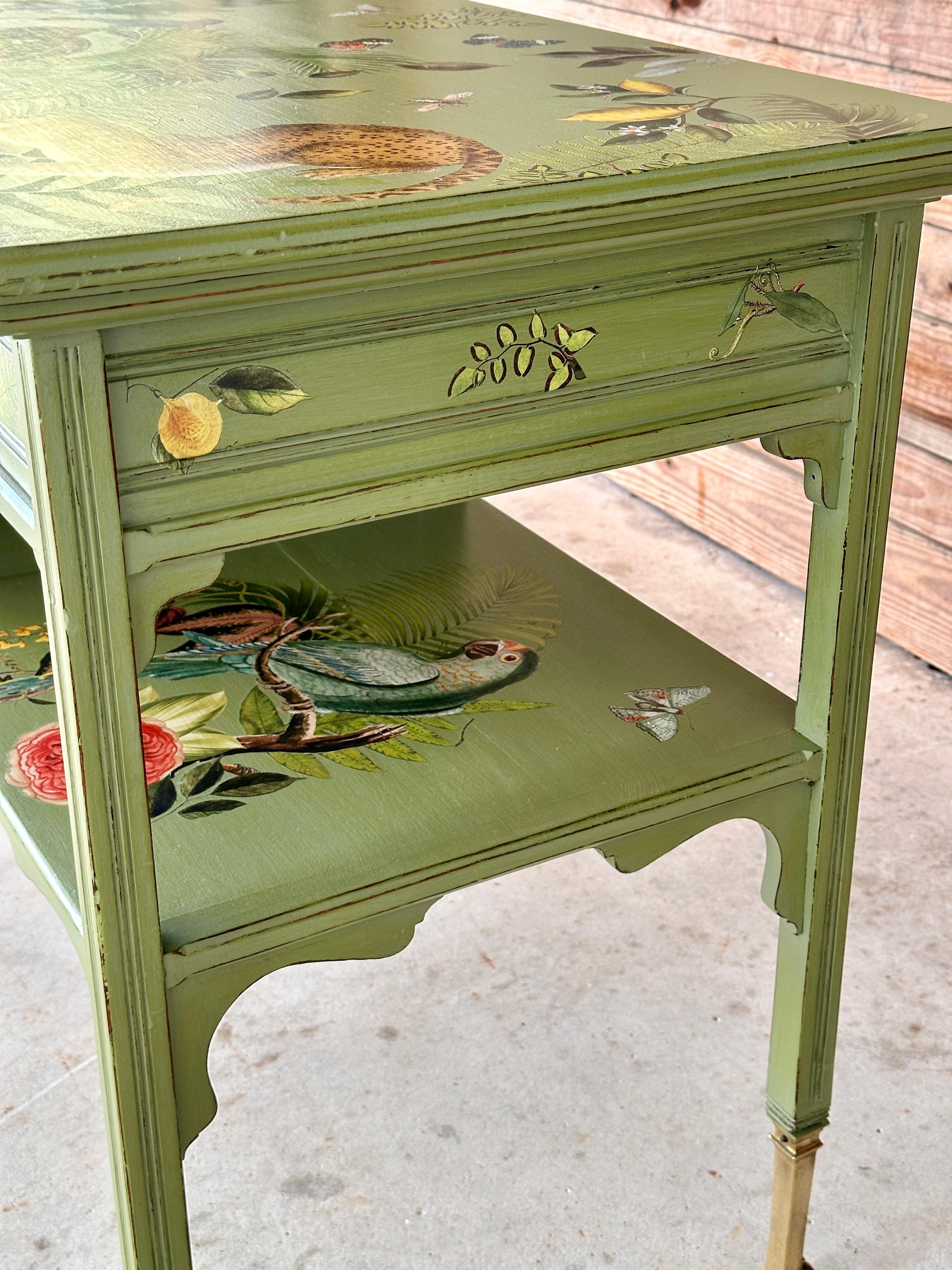 Vintage Provincial Coastal Tropical Hand Painted Decoupage Sideboard 3