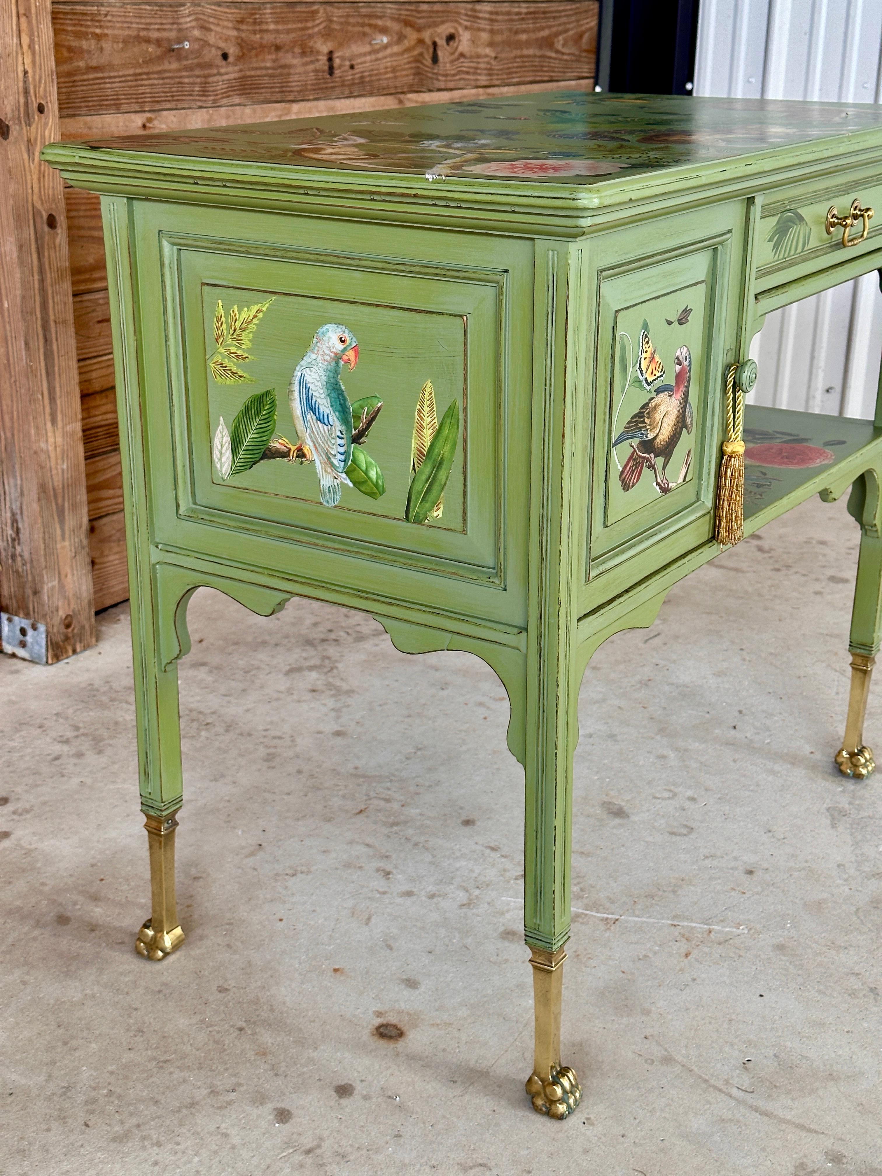 Vintage Provincial Coastal Tropical Hand Painted Decoupage Sideboard 5