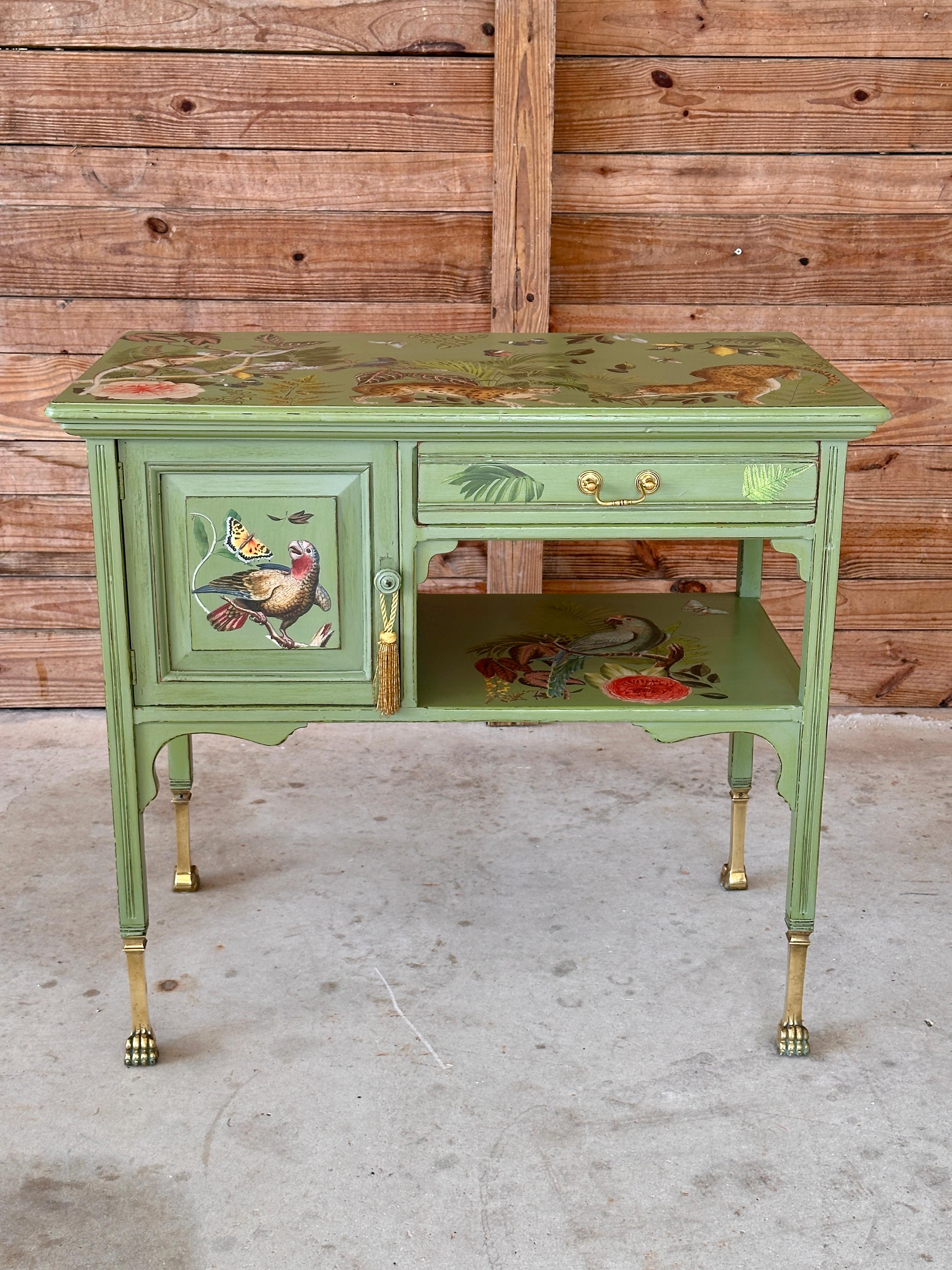 Vintage Provincial Coastal Tropical Hand Painted Decoupage Sideboard 9