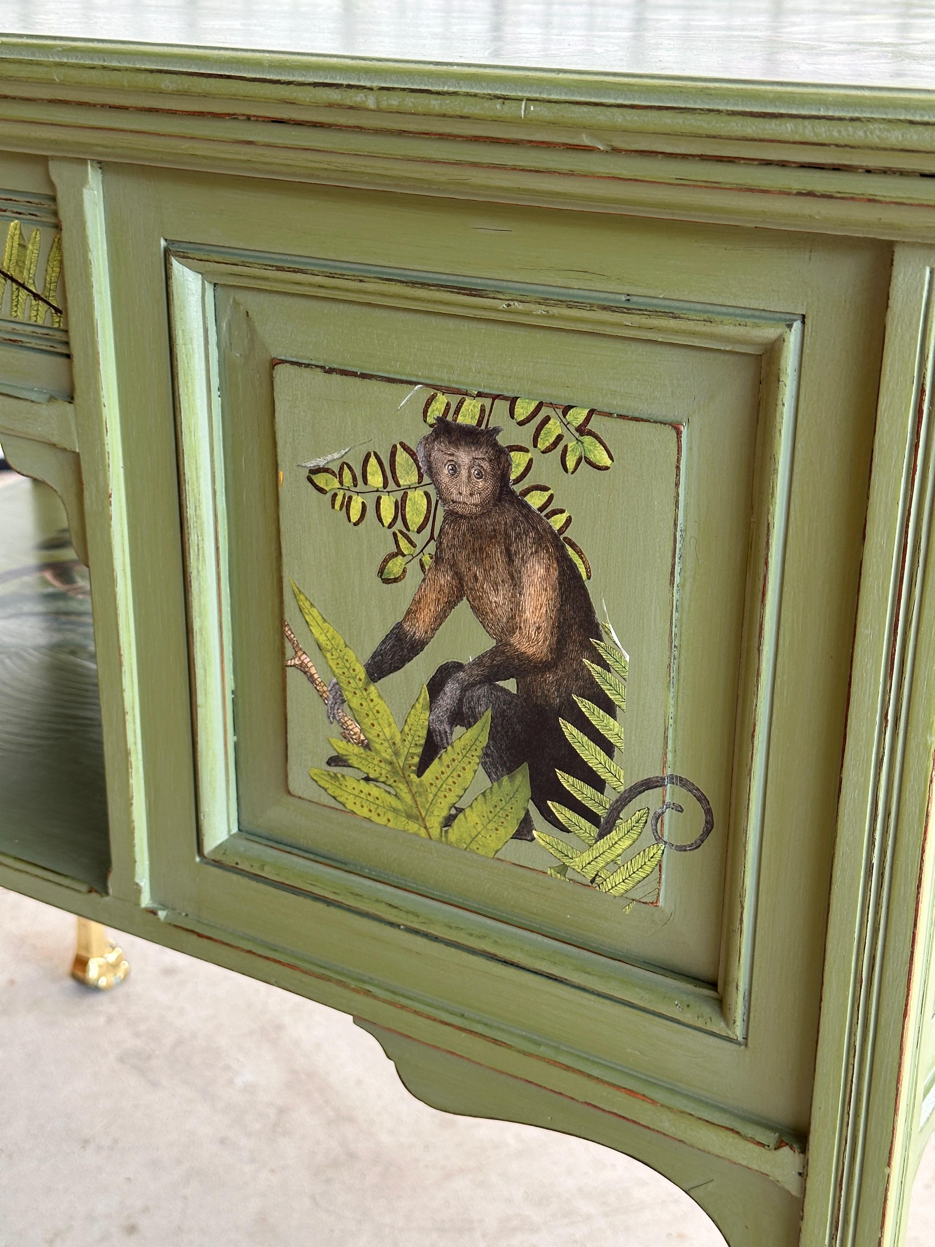 Vintage Provincial Coastal Tropical Hand Painted Decoupage Sideboard 1