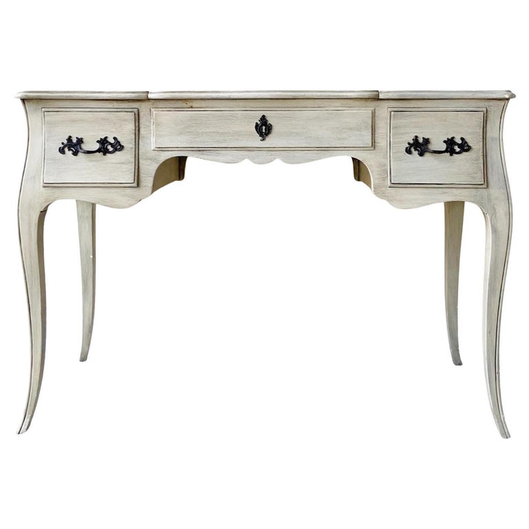 Vintage Provincial Light Olive Green Writing Desk For Sale at 1stDibs