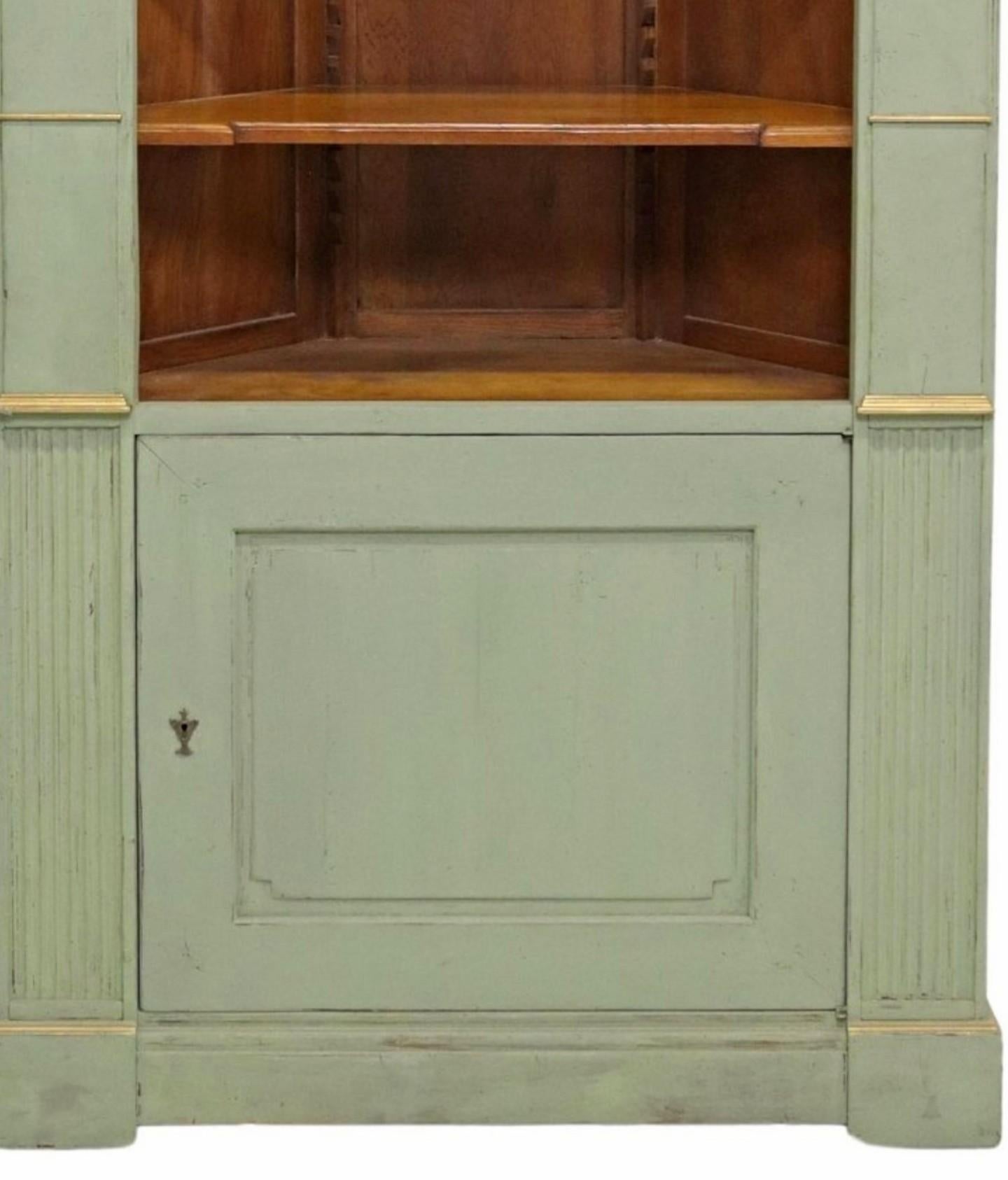 Neoclassical Vintage Provincial Swedish Louis XVI Style Painted Corner Cabinet by de Bournay  For Sale