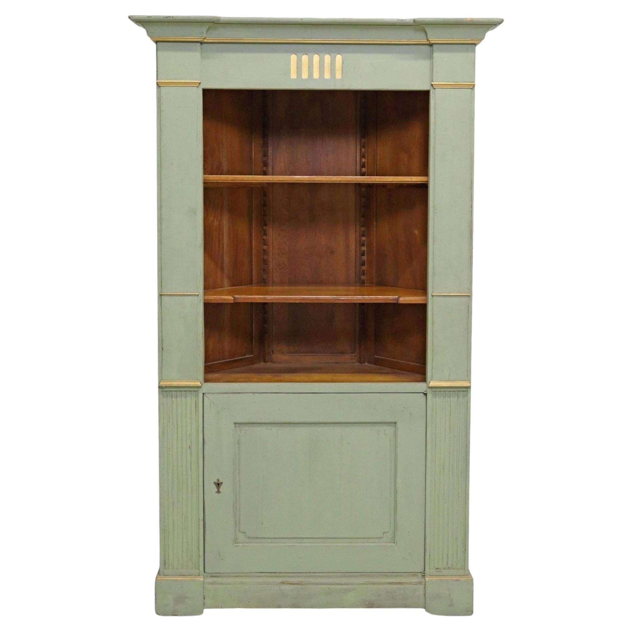 Vintage Provincial Swedish Louis XVI Style Painted Corner Cabinet by de Bournay  For Sale