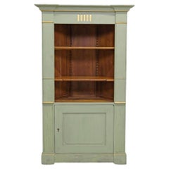 Vintage Provincial Swedish Louis XVI Style Painted Corner Cabinet by de Bournay