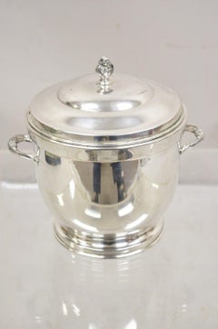 Vintage PS Co. Regency Style Silver Plated Ice Bucket with Lid and Glass Lining