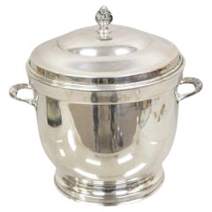 Vintage PS Co. Regency Style Silver Plated Ice Bucket with Lid and Glass Lining