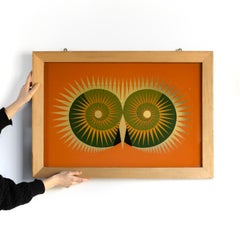 Vintage Psychedelic Mixed Media Artwork Wall Mirror, 1970S