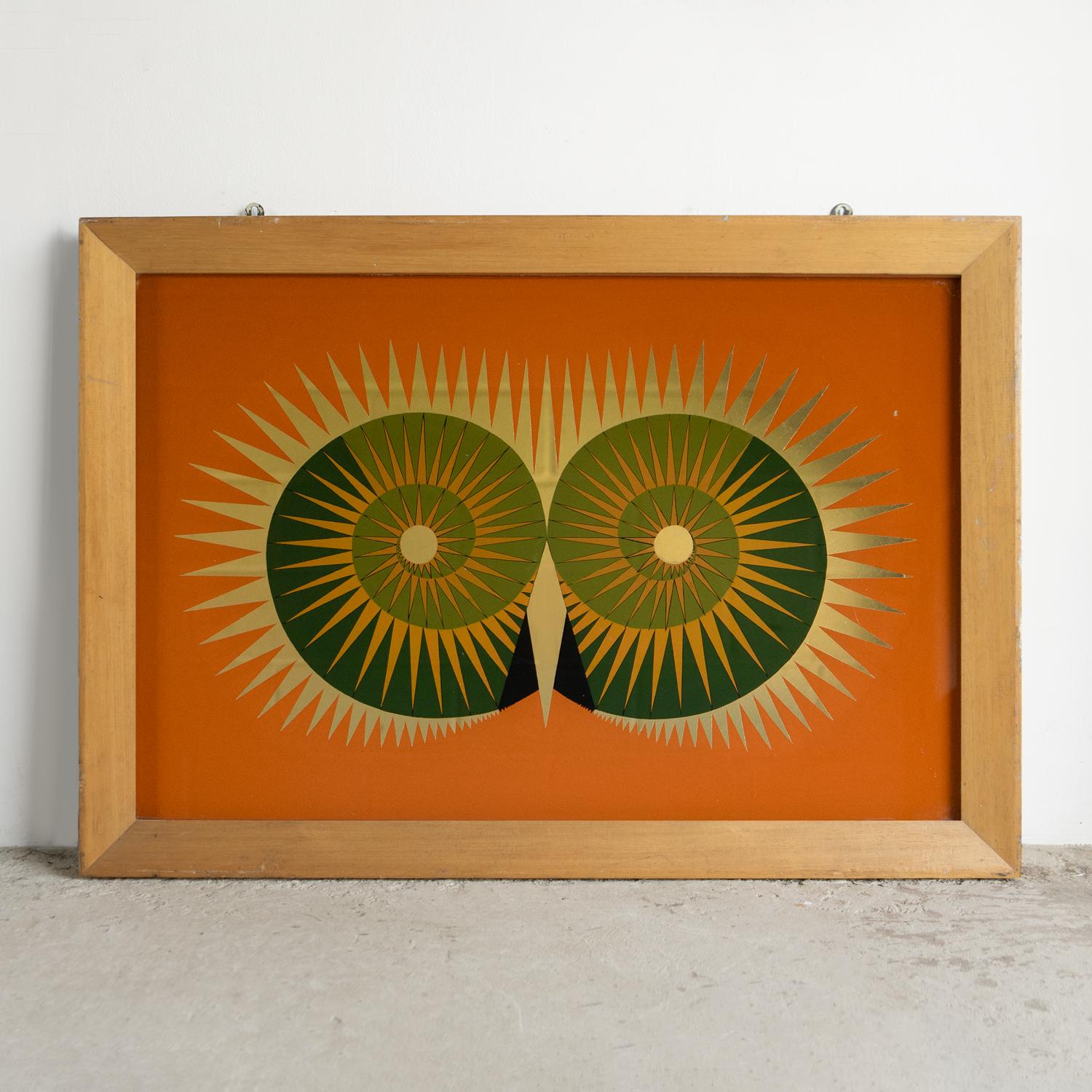 Fatto a mano Specchio da parete psichedelico d'epoca a tecnica mista, 1970S