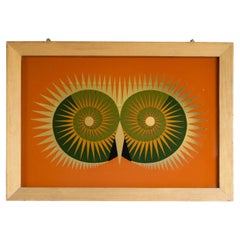 Vintage Psychedelic Mixed Media Artwork Wall Mirror, 1970S