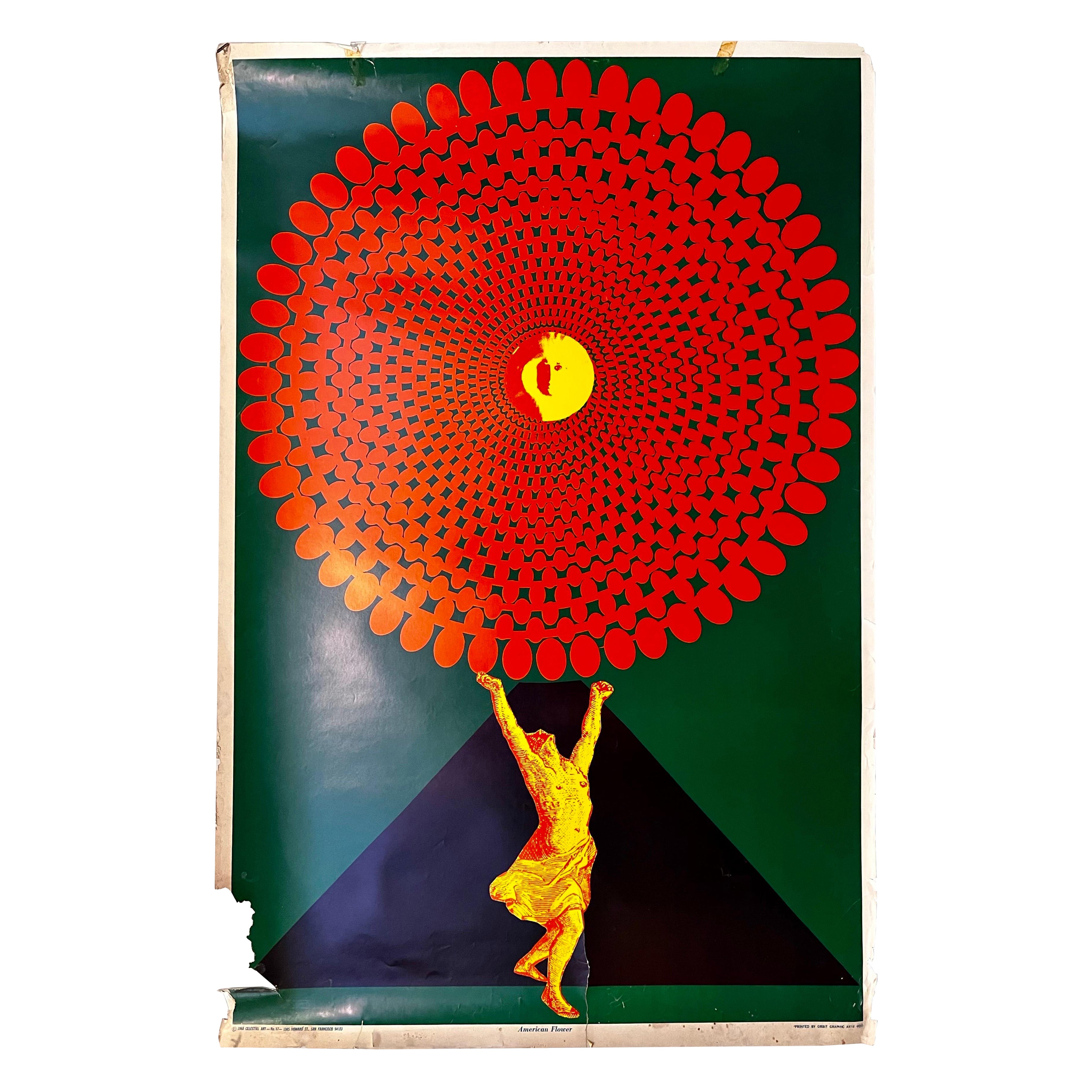 Vintage Psychedelic Poster "American Flower", San Fransisco, 1968 im Angebot