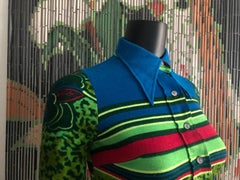 Vintage Psychedelic Print Long Sleeve Shirt Dress, Circa 1970s, Italy