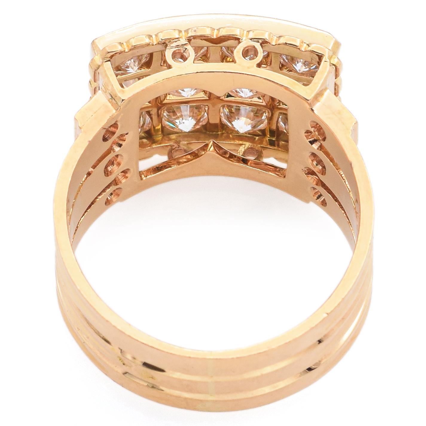 Vintage PTJ Signiert Französisch 3,24 TCW Diamant Gelbgold Ring Größe 10, Vintage PTJ im Zustand „Gut“ in New York, NY