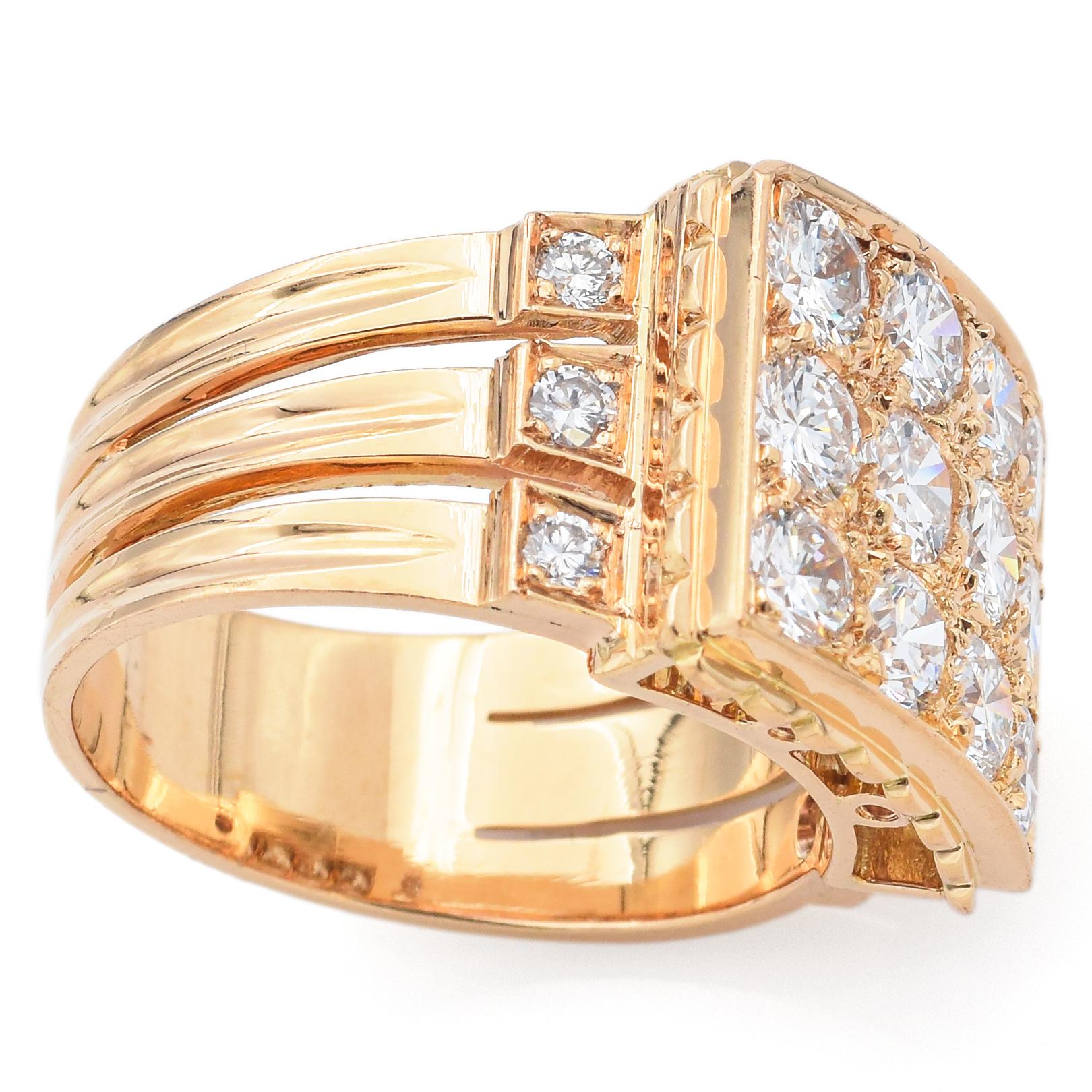Vintage PTJ Signiert Französisch 3,24 TCW Diamant Gelbgold Ring Größe 10, Vintage PTJ Damen