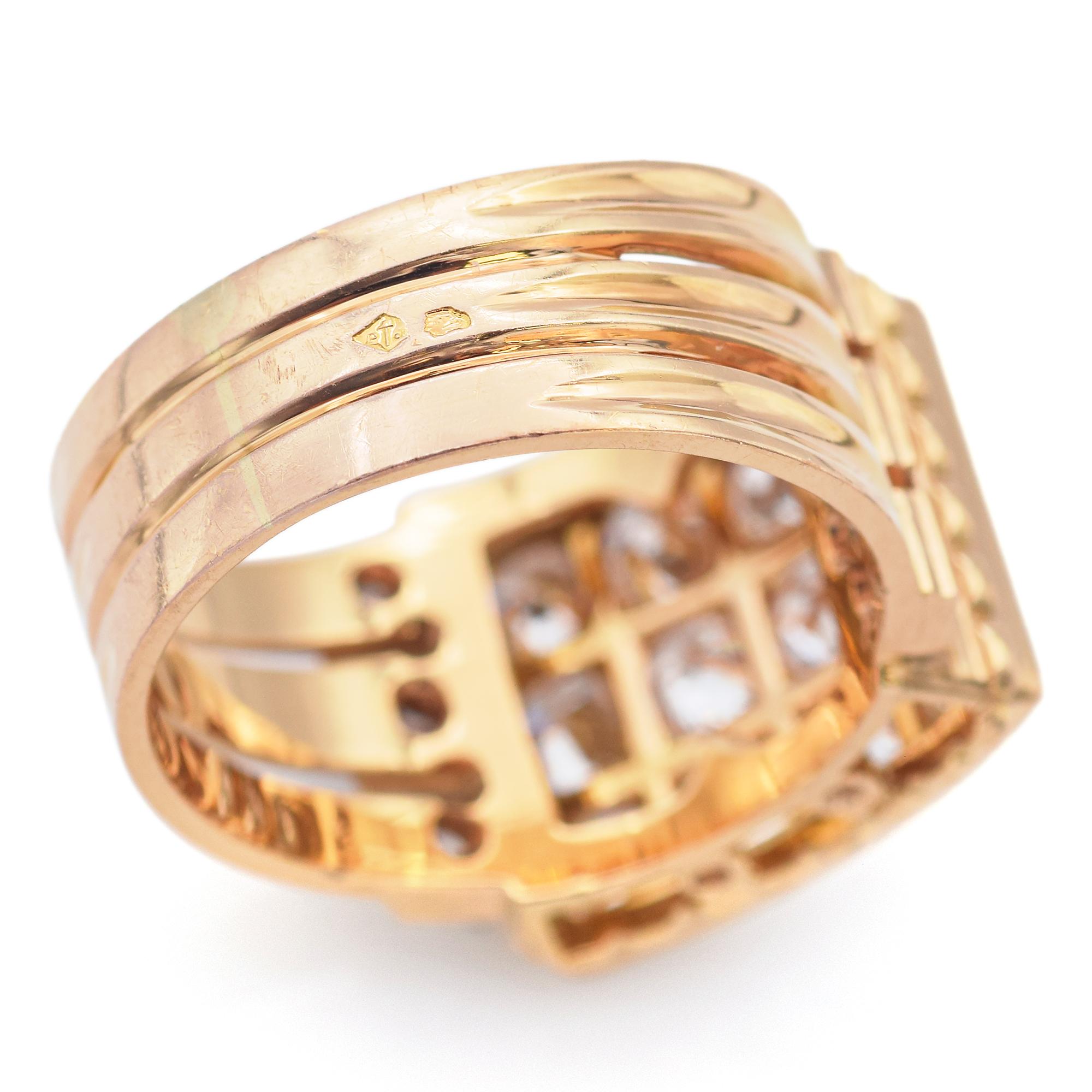Vintage PTJ Signiert Französisch 3,24 TCW Diamant Gelbgold Ring Größe 10, Vintage PTJ 1