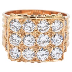 Vintage PTJ Signed French 3.24 TCW Diamond Yellow Gold Ring Size 10