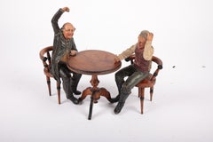 Vintage Pub Diorama Bar Figures Chalkware Folk Art