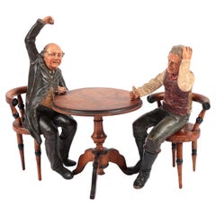 Vintage Pub Diorama Bar Figures Chalkware Folk Art