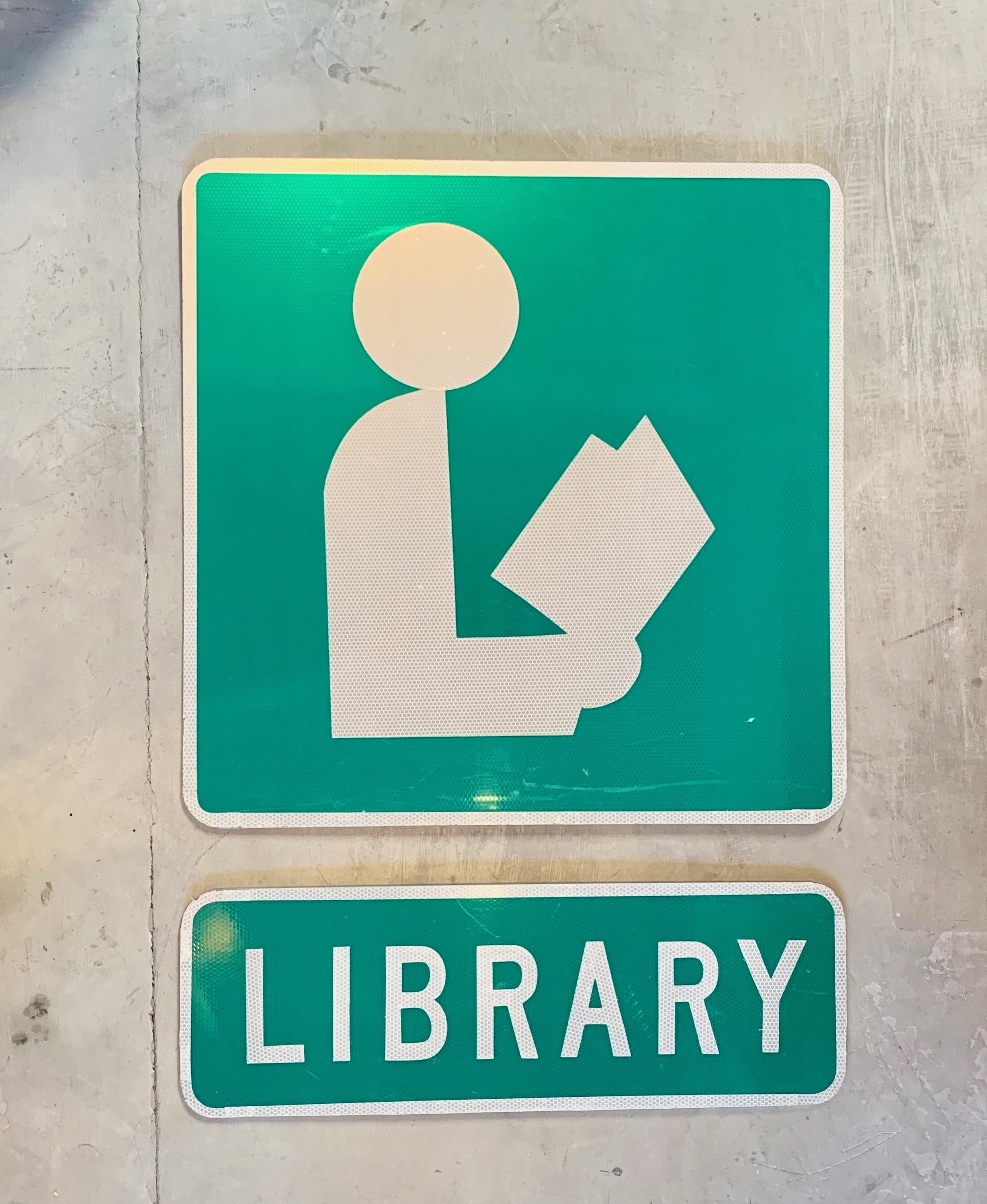 vintage library sign