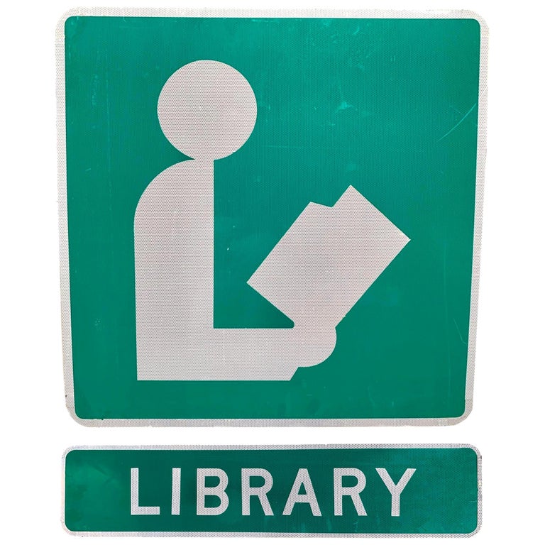 Vintage Public Library Sign at 1stdibs