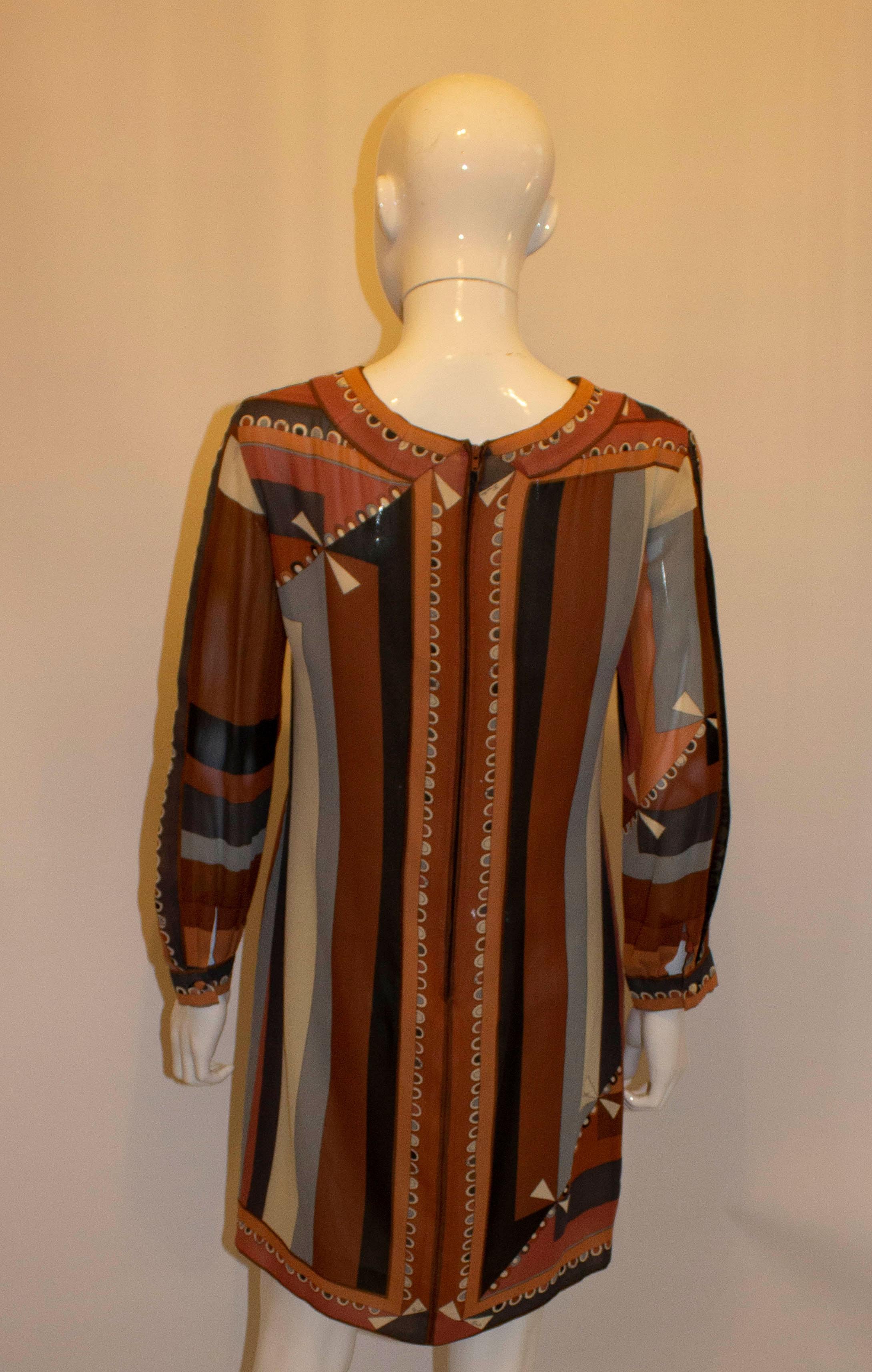 Brown Vintage Pucci for Saks 5th Avenue Silk Dress