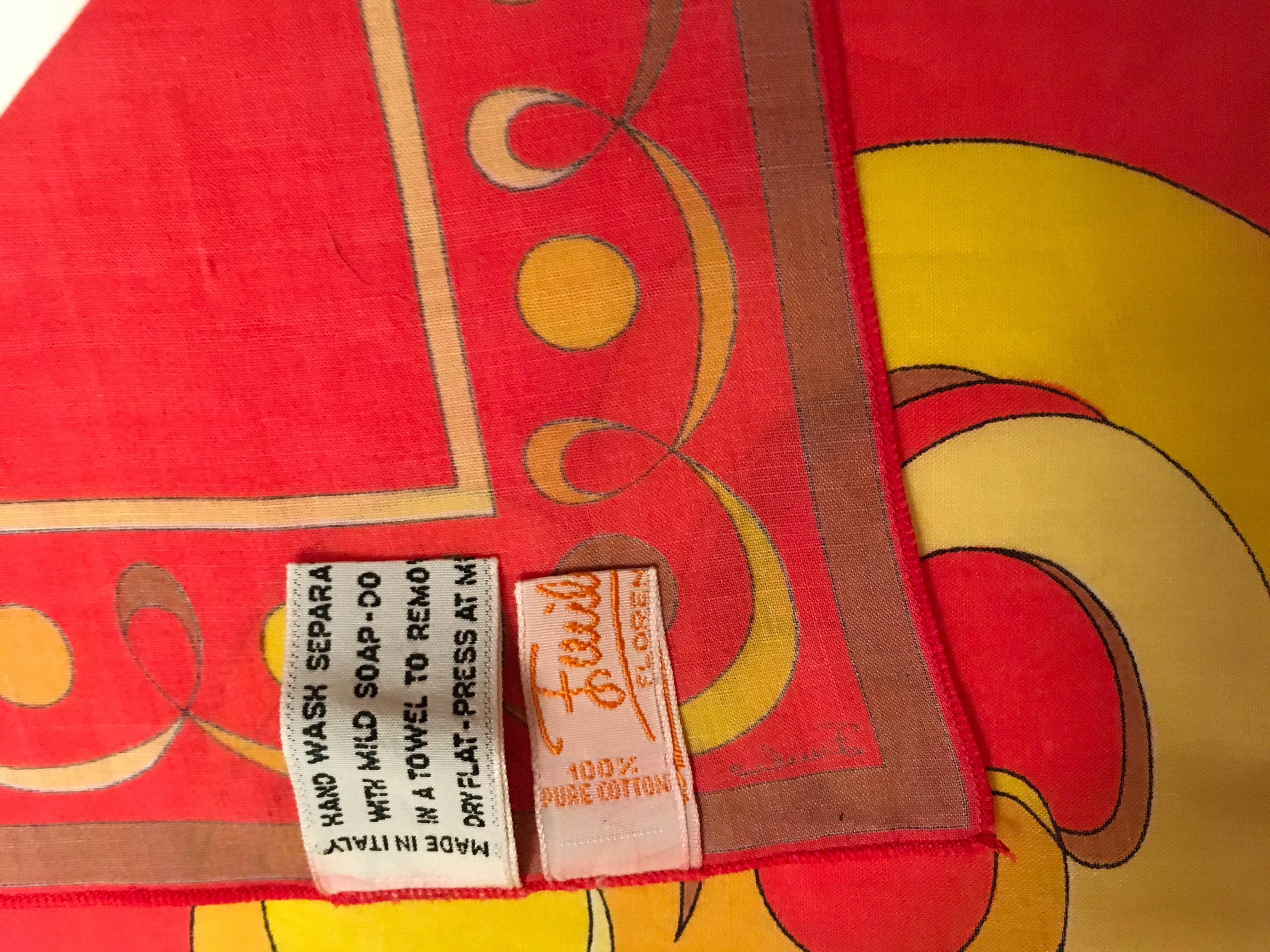  Vintage Pucci Scarf- 1960's - 100% Cotton - Extremely Rare Highly collectable  For Sale 7