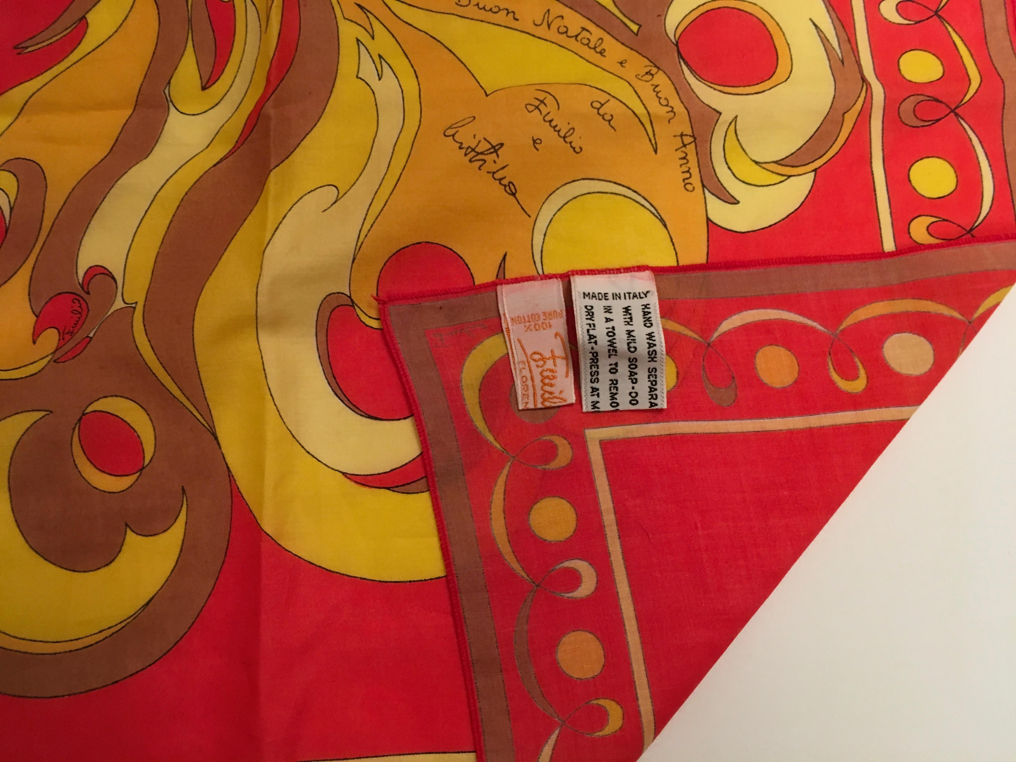 Women's or Men's  Vintage Pucci Scarf- 1960's - 100% Cotton - Extremely Rare Highly collectable  For Sale