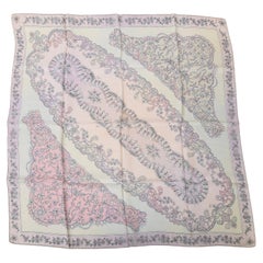 Vintage Pucci Silk Pastel Scarf Light Pink, Light Purple, Black, Gray 70's