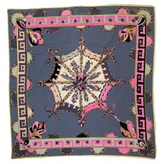 Vintage Pucci Silk Scarf in Pink and Blue Circa 1970