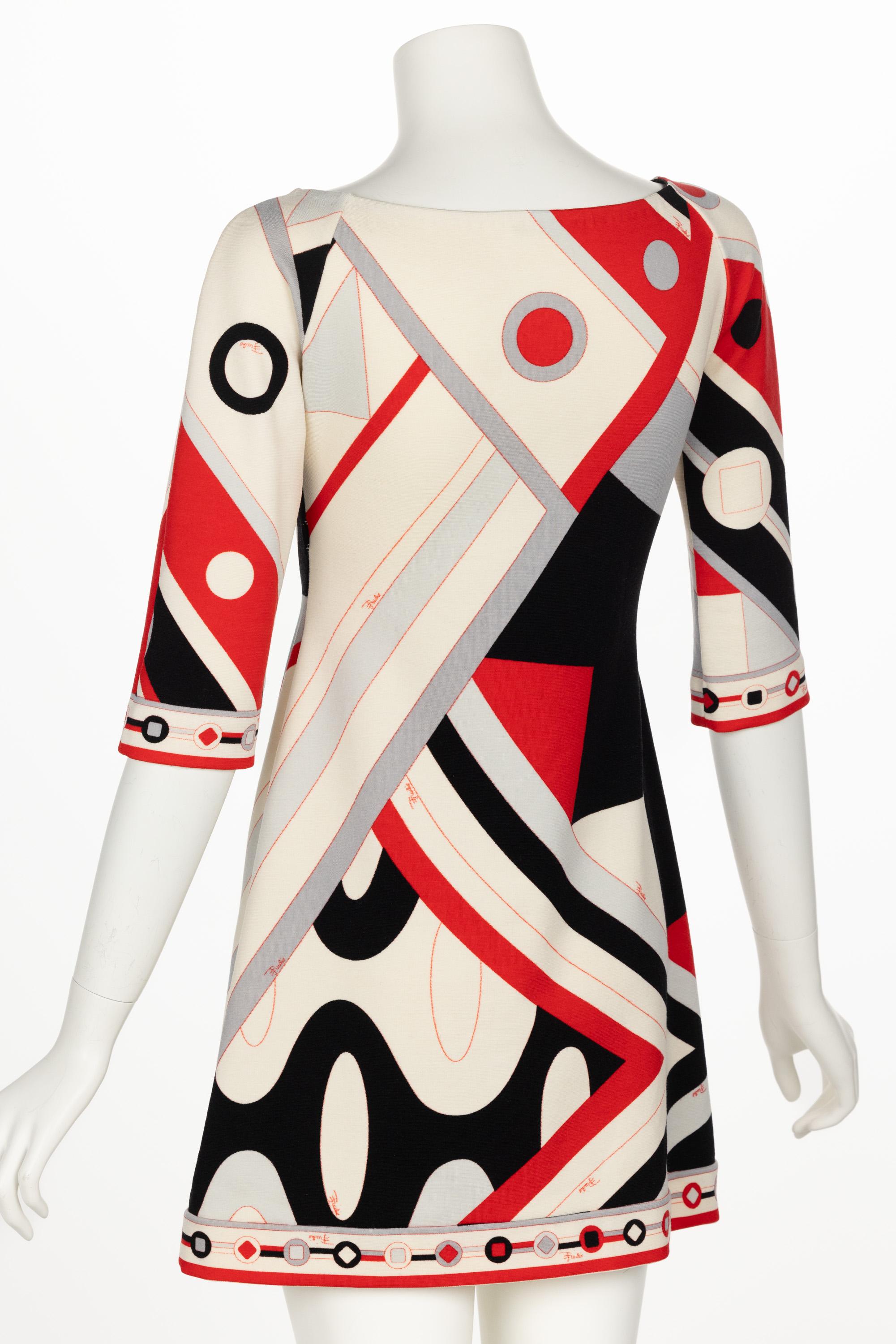 Vintage Pucci Wool Geometric Print Mini Dress For Sale 1