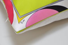 Vintage Pucci Yellow Pink Green Geometric Silk Scarf Irish Linen Pillow Cushion