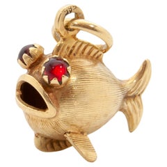 Vintage Blowfish 14 Karat Gold Charm Pendant